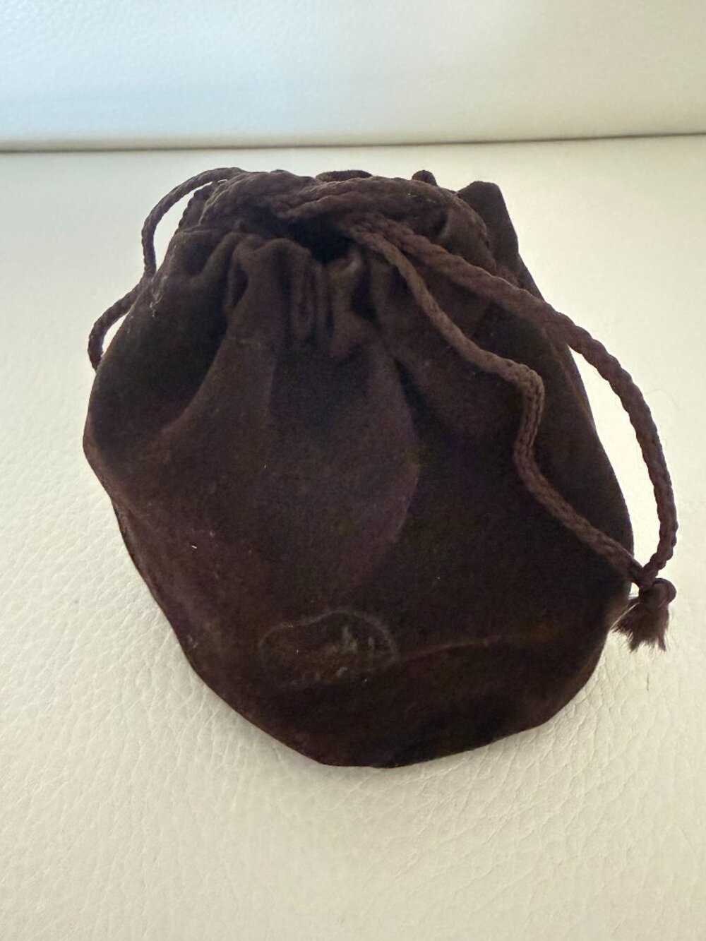 Hermes Paris Brown Velvet Jewelry Pouch Drawstring Dust Bag Small Accessory